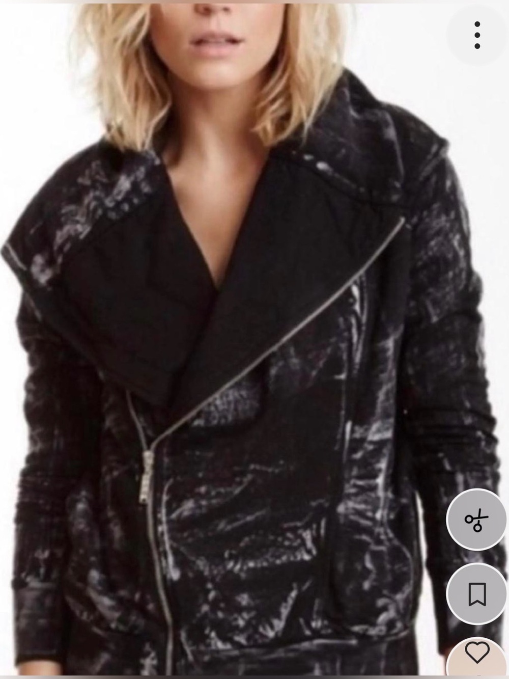 Young Fabulous & Broke Black and White Distressed Funnel Neck Zipper Jacket